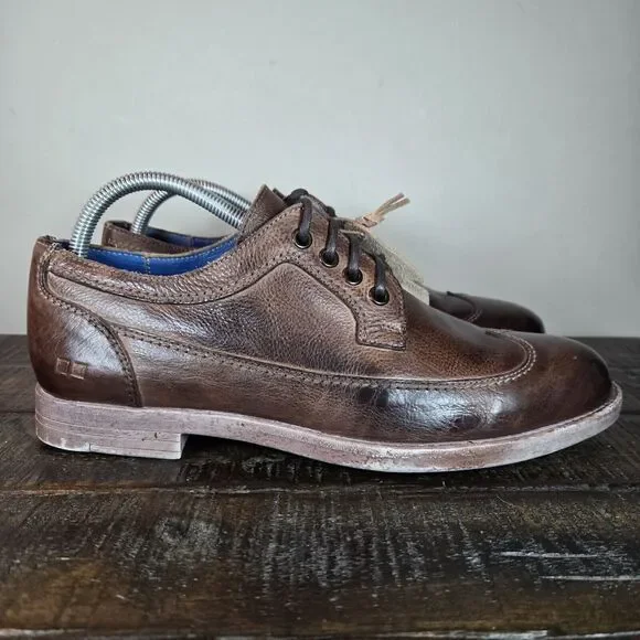 Bed Stu Men\'s Distressed Leather Derby Shoes - Gray Brown Bed Stu Dress Shoes Mens 9.5 Gray Leather Distressed Oxfords main image 4